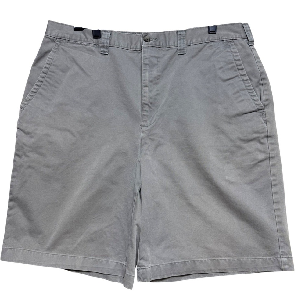 St‎ Johns Bay Mens Grey Combed Cotton Flat Front Chino Shorts Size 36
